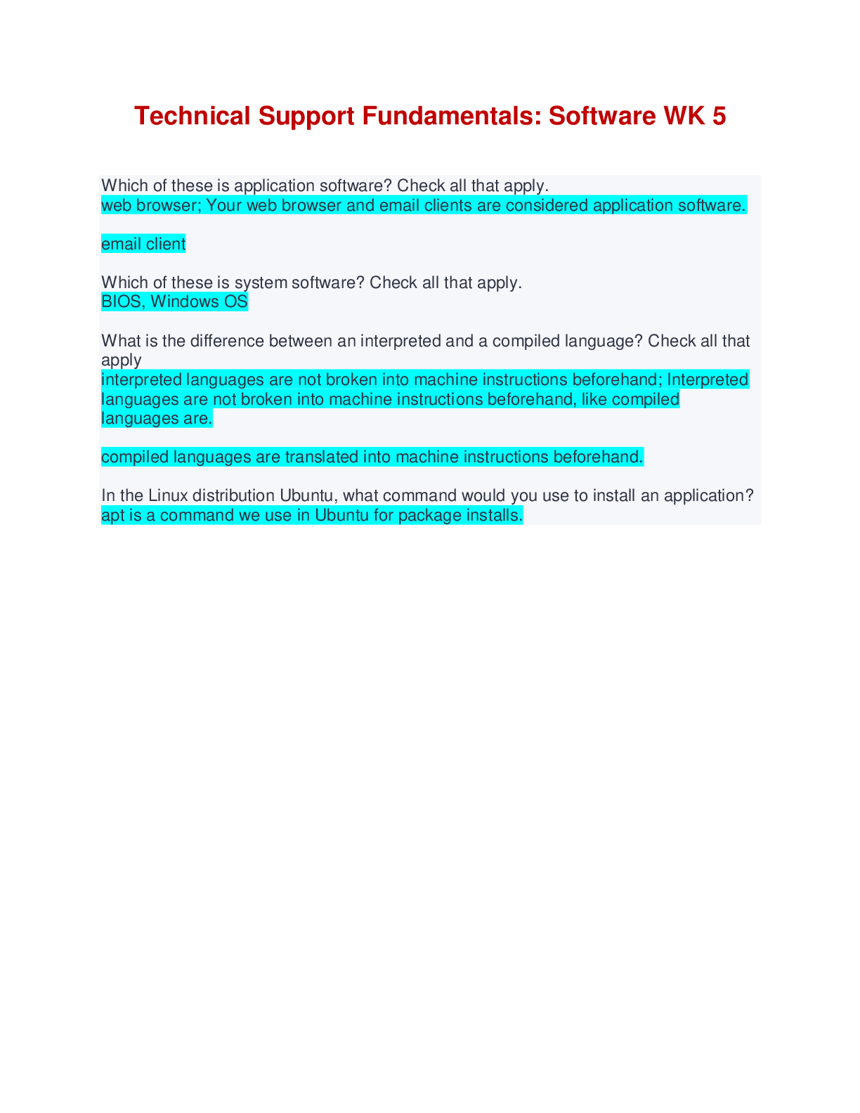 Technical Support Fundamentals Software WK 5 Browsegrades
